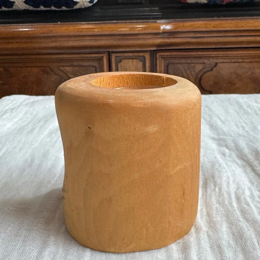 Handmade Wooden Candle Holder Native American Bear Motif Deadwood‎ Aspen